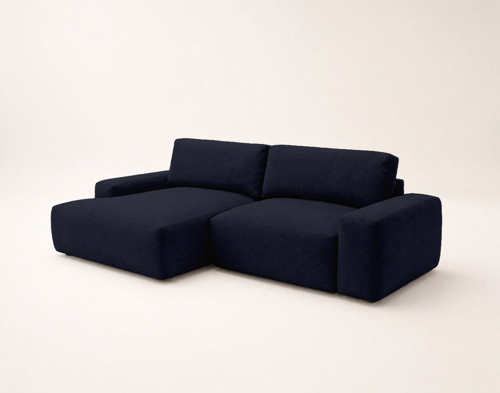 Tama - 4-Seater Corner Sofa Bed with Storage - Fabric - Navy Blue