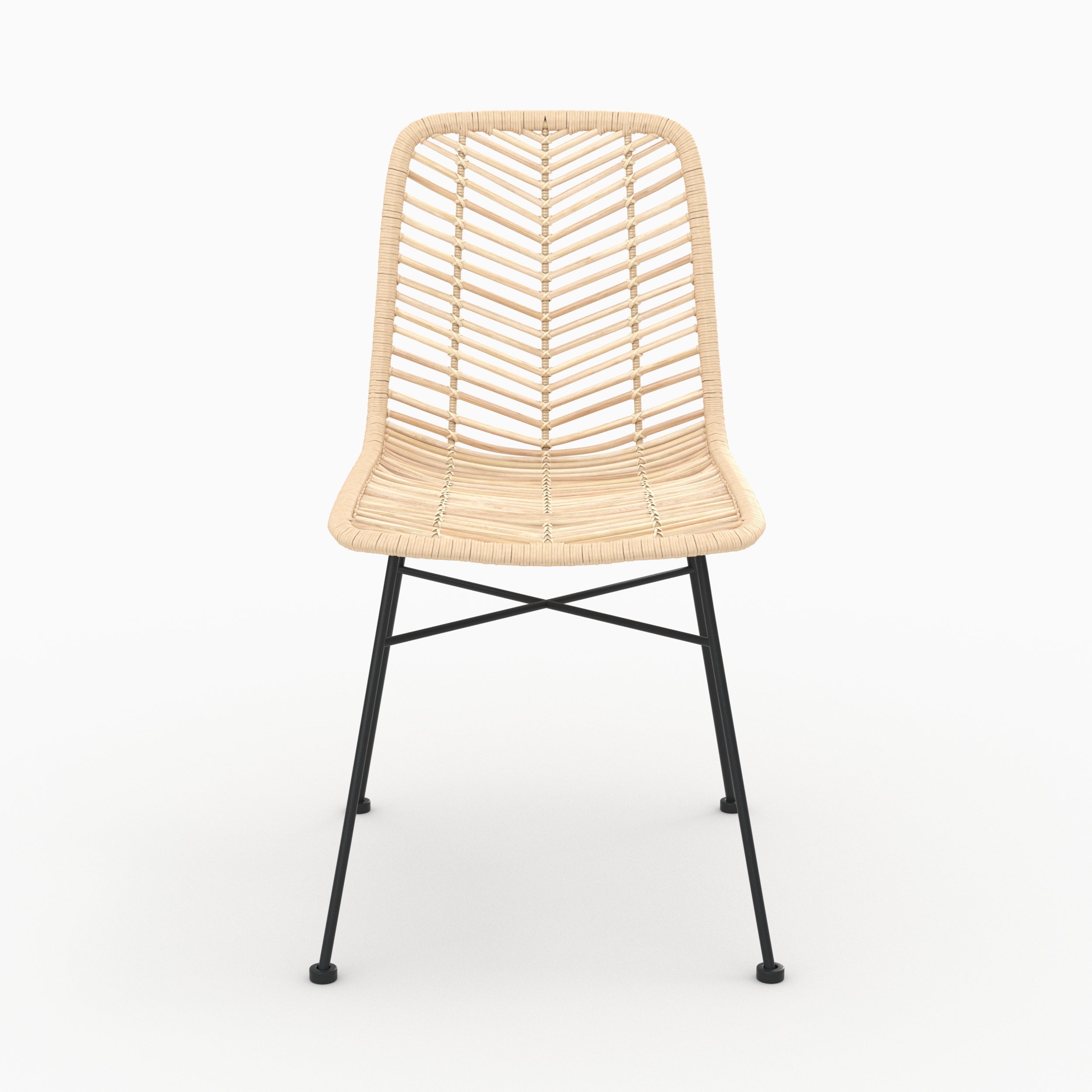 Tamara - Lot De 2 Chaises En Rotin Naturel Et Pieds En Métal Noir