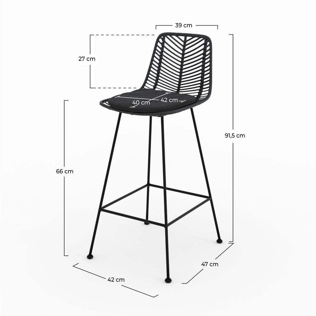 Tamara - Set of 2 Black Rattan Center Island Chairs
