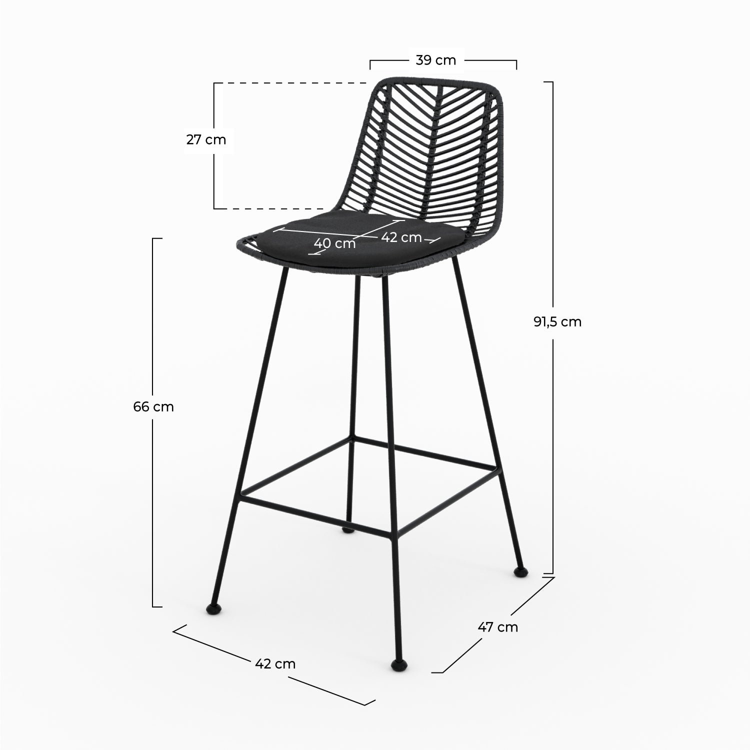 Tamara - Set of 2 Black Rattan Center Island Chairs