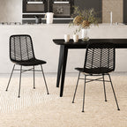 Tamara - Lot De 2 Chaises En Rotin Et Pieds En Métal Noir