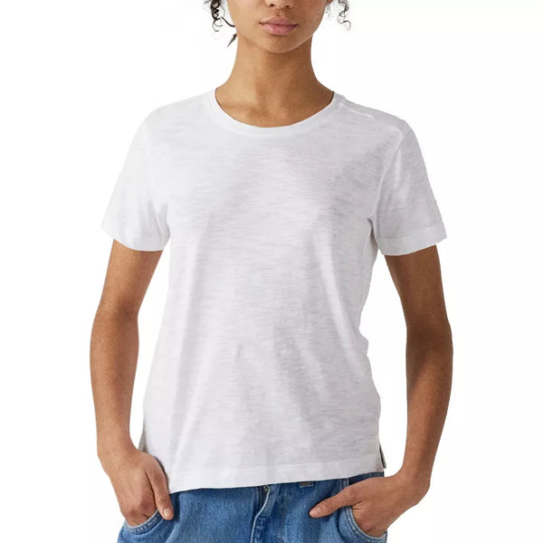 Jott – T-Shirt Jott Angela - Blanc - Donna, modella con t-shirt bianca in cotone, vista frontale