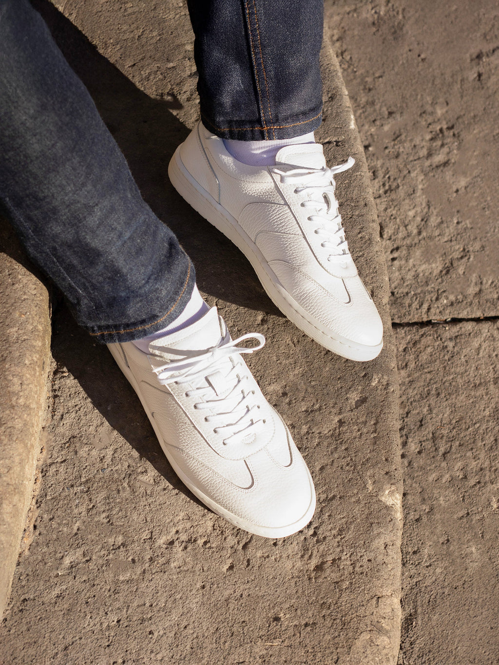 Tennis Lacet Cuir Blanc - Homme