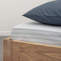 Fitted Sheet - In 300 Thread Count Washed Cotton Percale - Blue Gray Stripes