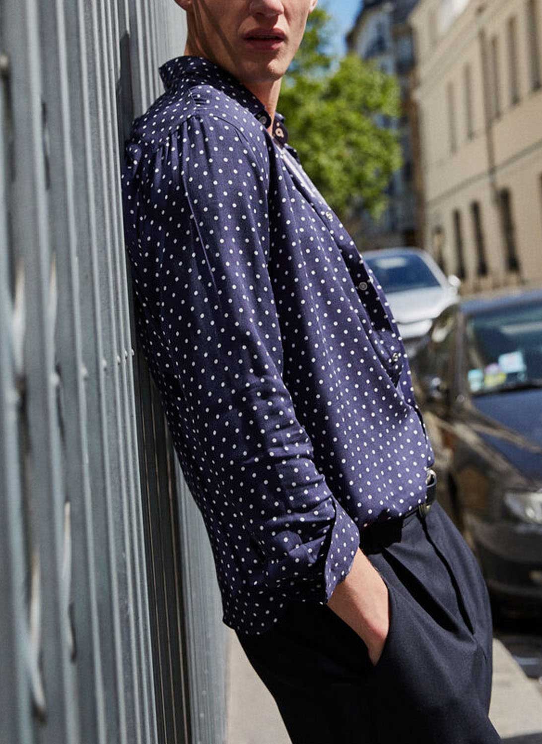 The Kooples - Polka Dot Shirt - Blue/Offwhite - Men