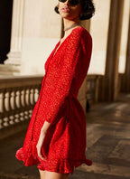 The Kooples - Robe À Relief Léopard - Rouge - Femme