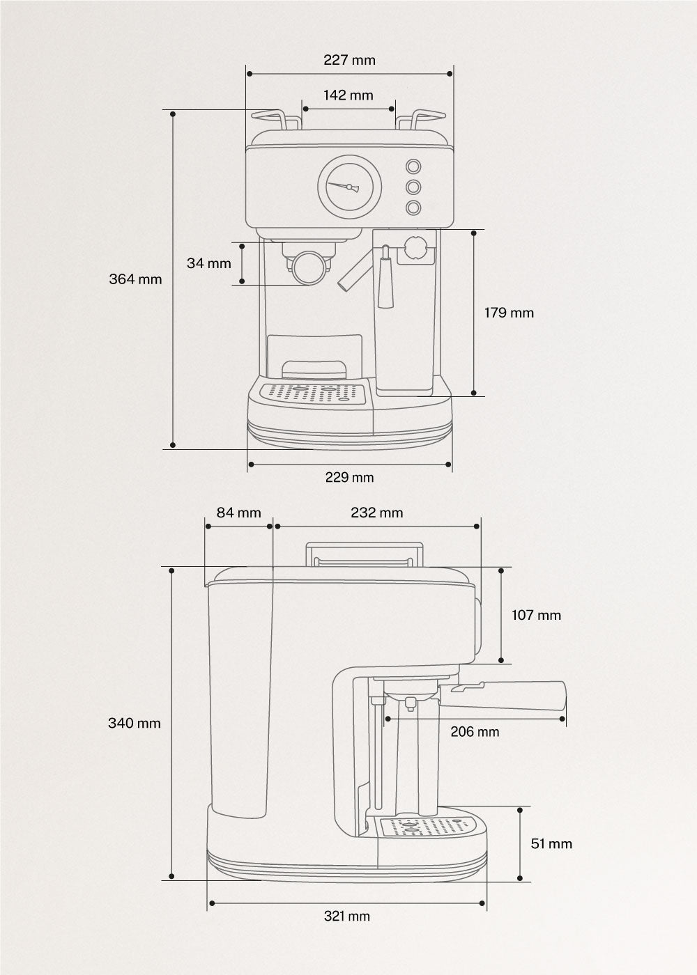 Thera Retro Pro - Semi-Automatic 20-Bar Espresso Coffee Machine - Black