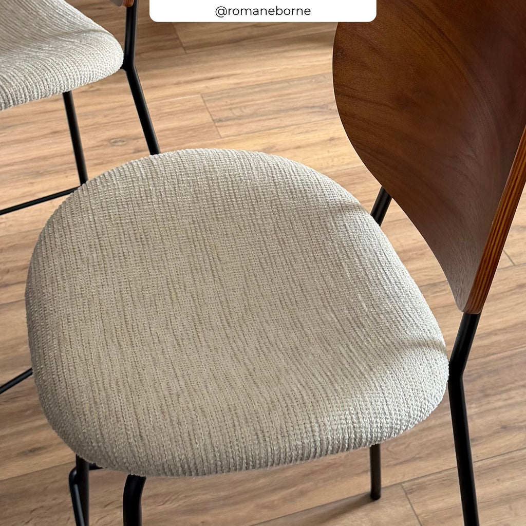 Simone - Lot De 2 Chaises Pour Îlot Central En Tissu Beige