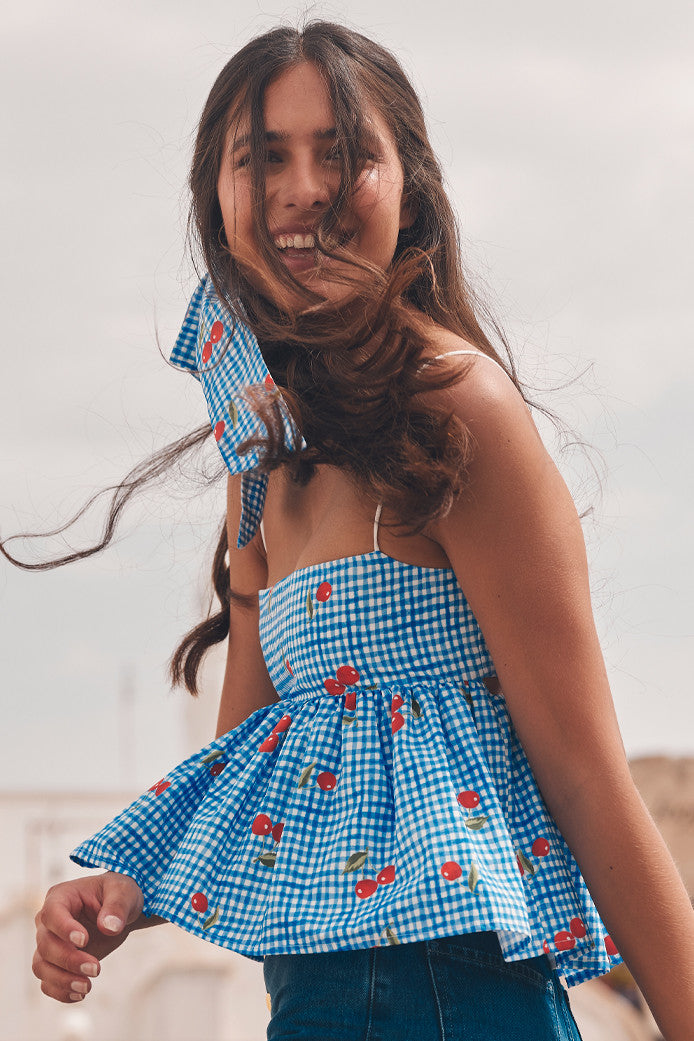 BOOBOO CHERRY BLUE TOP