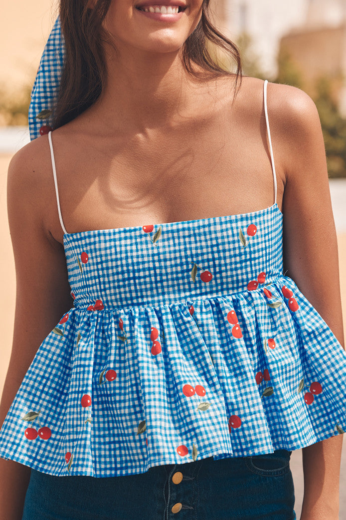 BOOBOO CHERRY BLUE TOP
