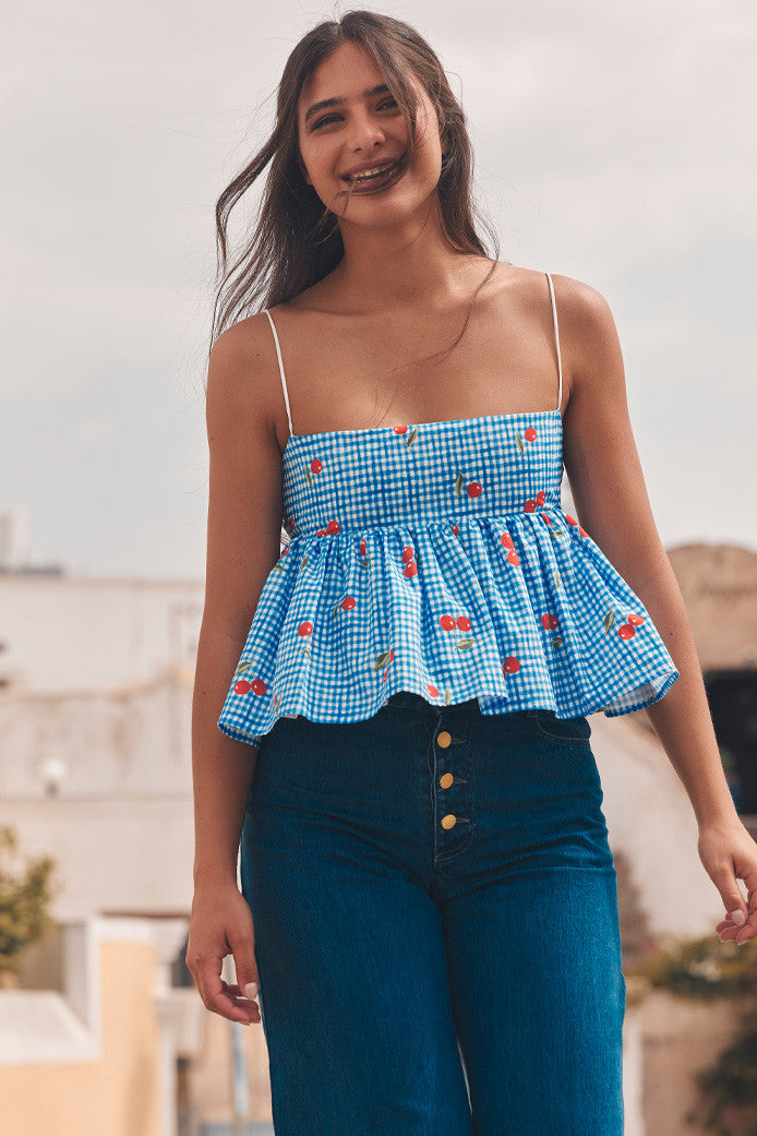 BOOBOO CHERRY BLUE TOP