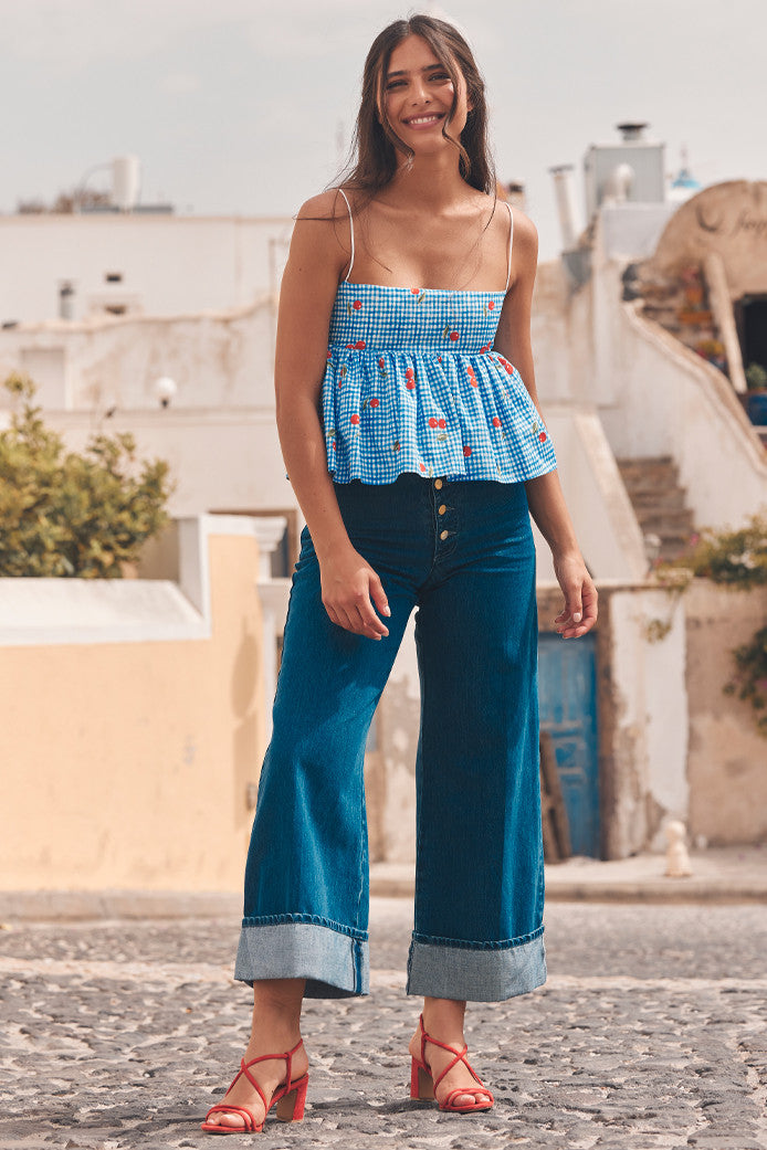 BOOBOO CHERRY BLUE TOP