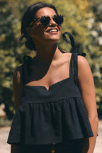 RIVIERA BLACK LINEN TOP