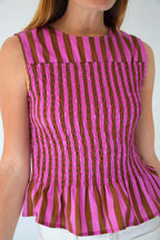 Top Cora Rayas Marrón y Rosa