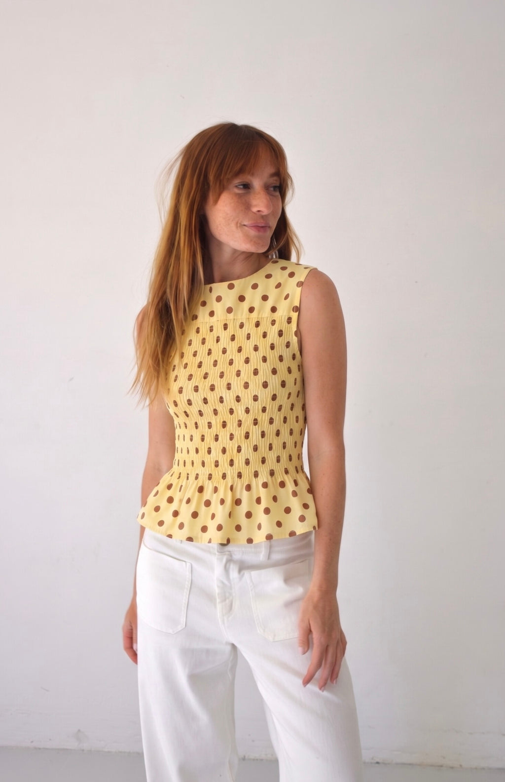 Top Cora Lunares Amarillos