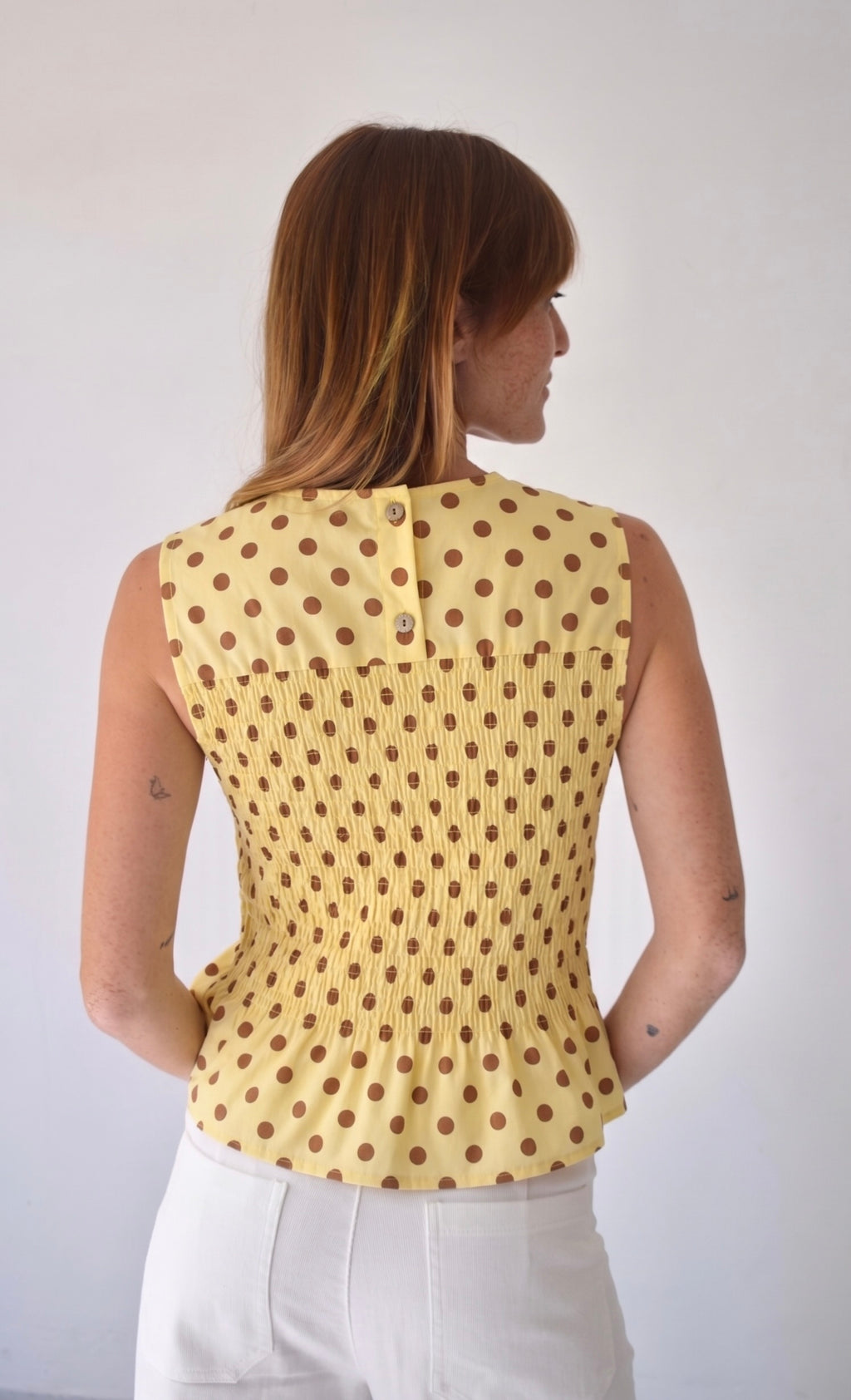 Top Cora Lunares Amarillos