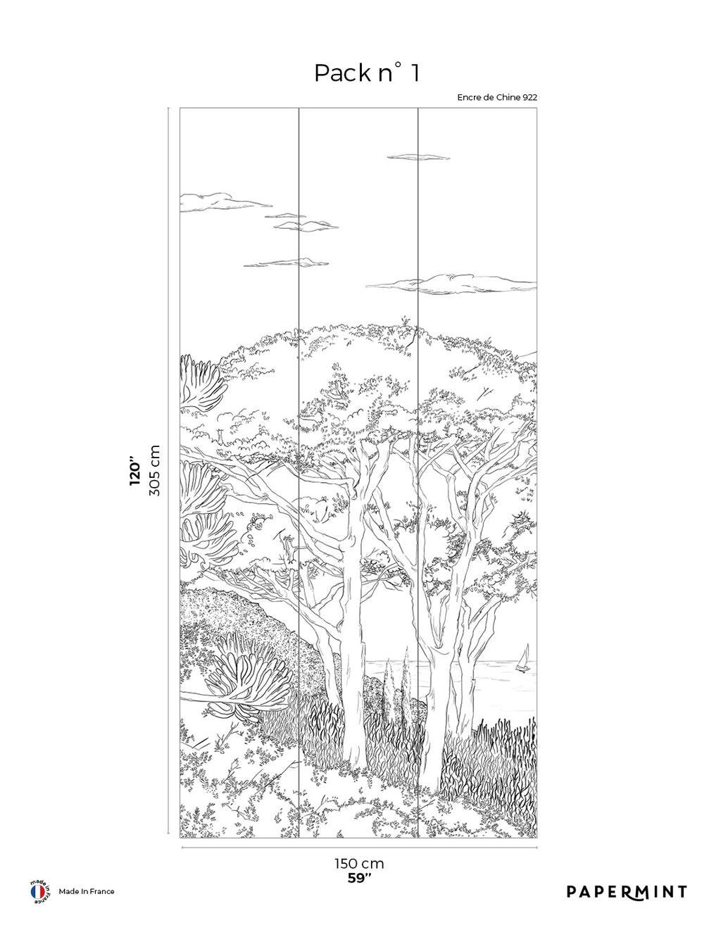 Wandbild Toscane Line - Tusche