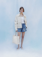 Bolso tote Amour de jacquard crudo