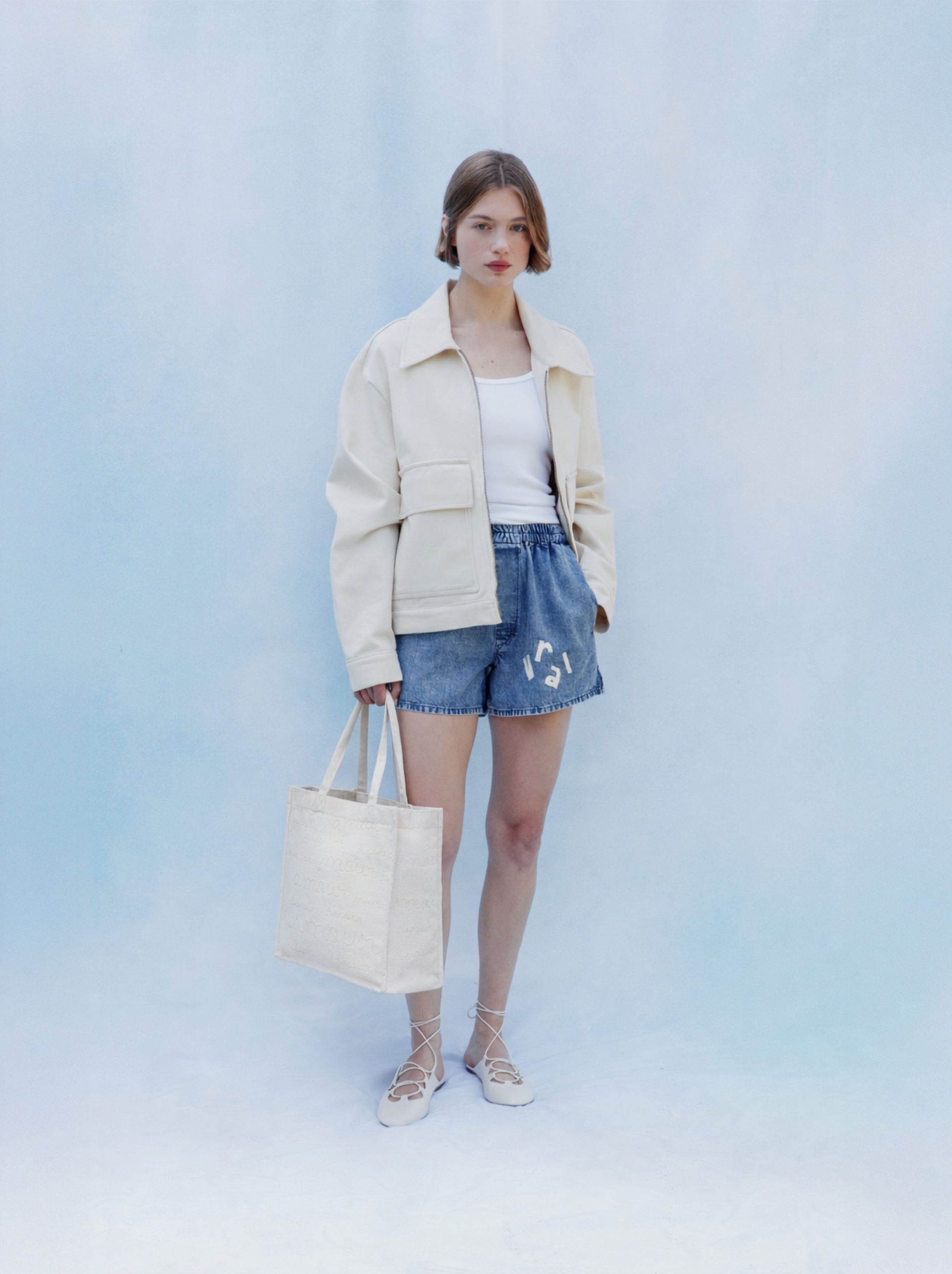 Bolso tote Amour de jacquard crudo