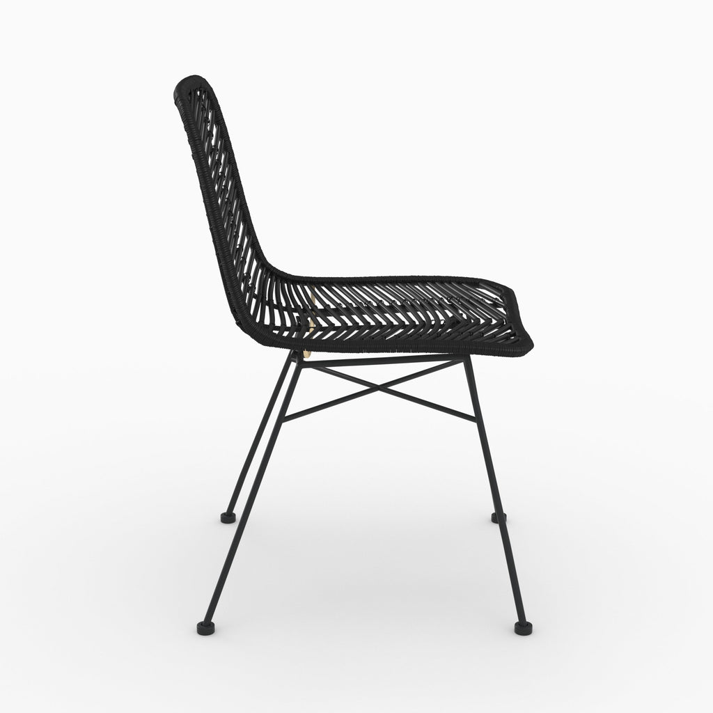 Tamara - Lot De 2 Chaises En Rotin Et Pieds En Métal Noir