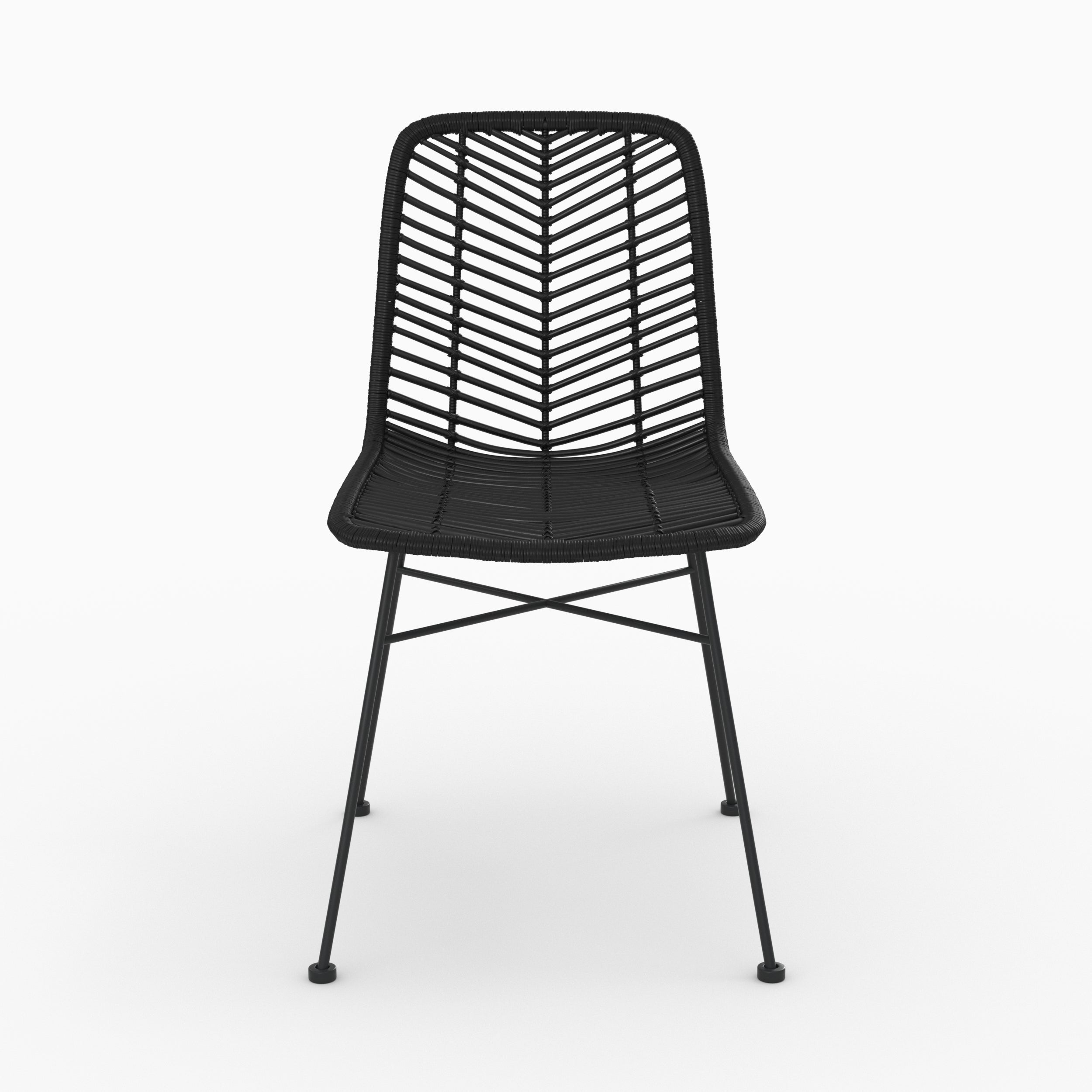 Tamara - Lot De 2 Chaises En Rotin Et Pieds En Métal Noir