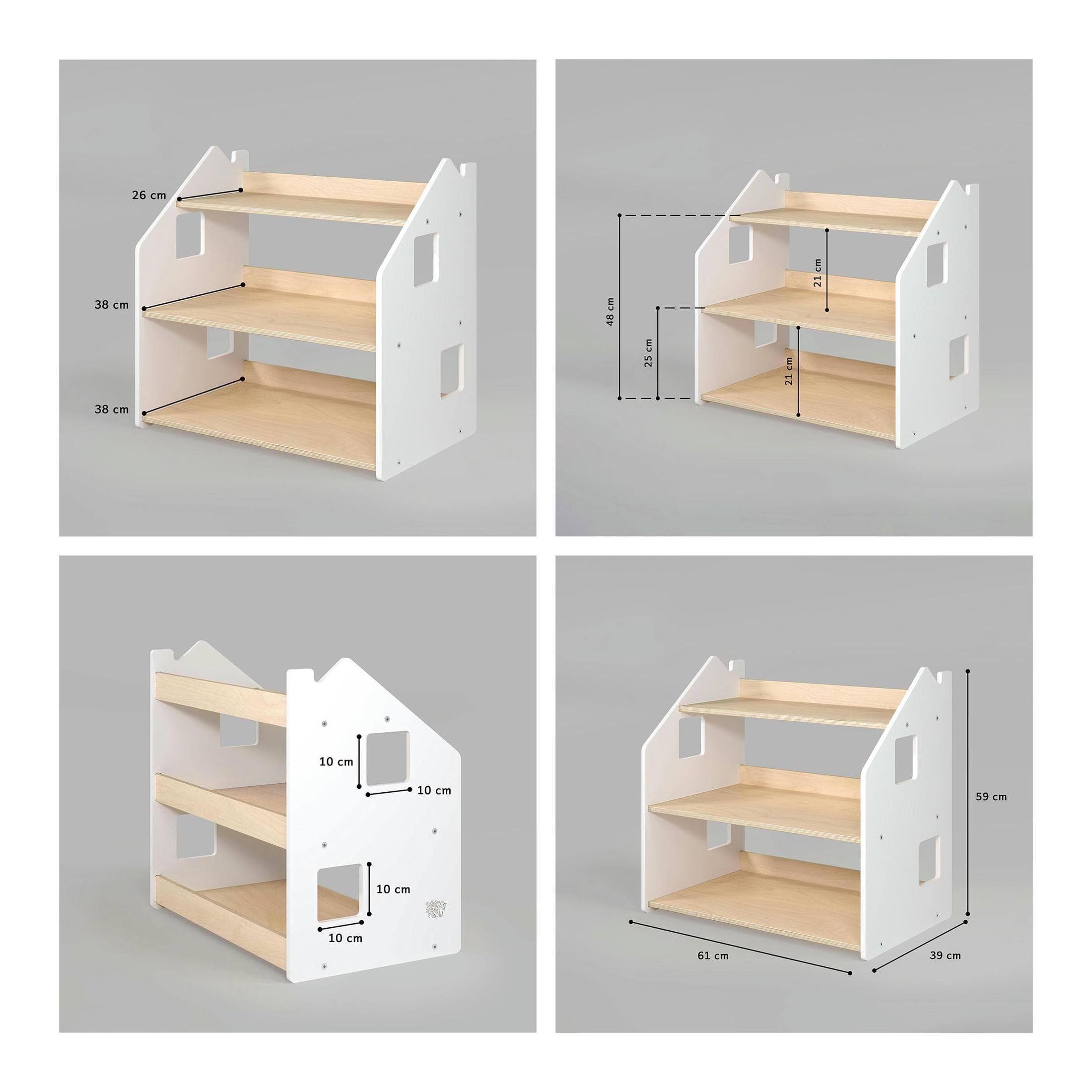 Librería y Estantería Para Juguetes Dúo – Blanco y Gris