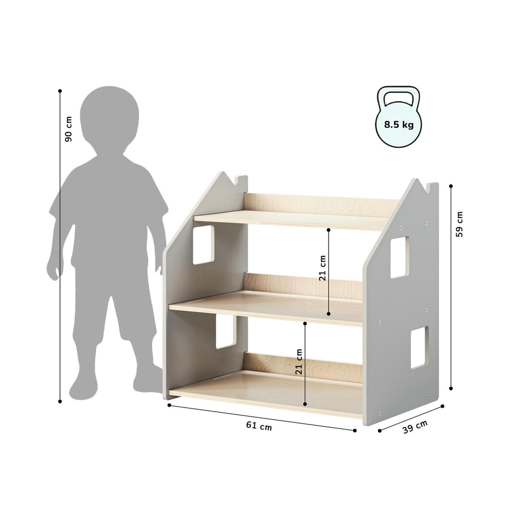 Étagère À Jouets – Blanc & Gris