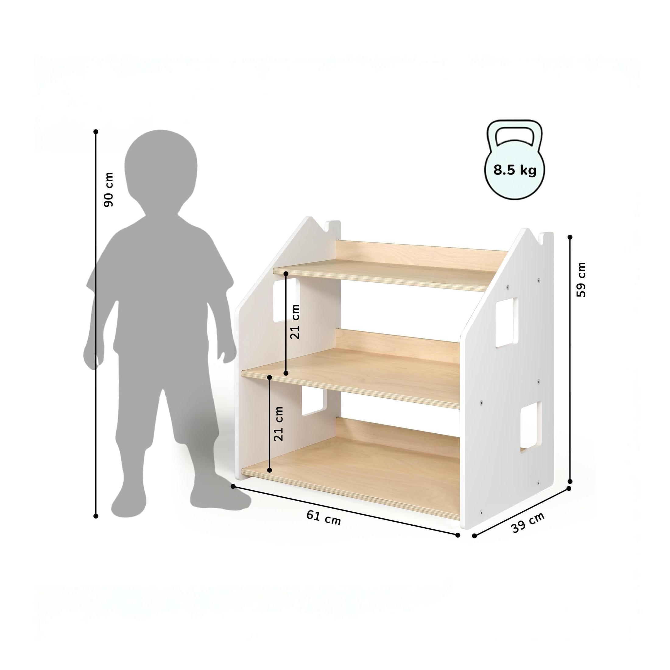 Étagère À Jouets – Blanc & Gris