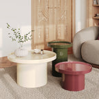 Nora - Table D'Appoint Laquée Rouge Framboise En Mdf