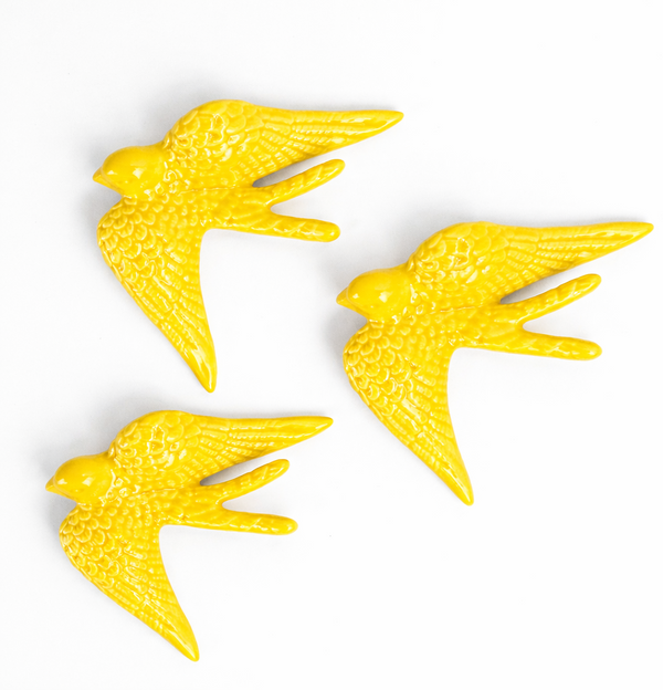 Set Of 3 Large Swallows - Yellow
