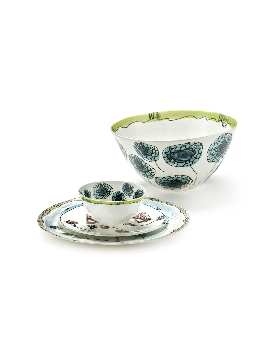 Midnight Flowers - Ciotola da portata - L - Porcellana Bone China - Anemone Vaniglia