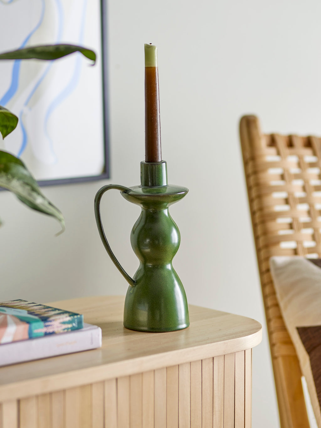 Fija - Candle Holder - Green - Stoneware