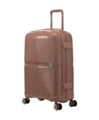 GYL Signature champagne cabin suitcase, three-quarter view