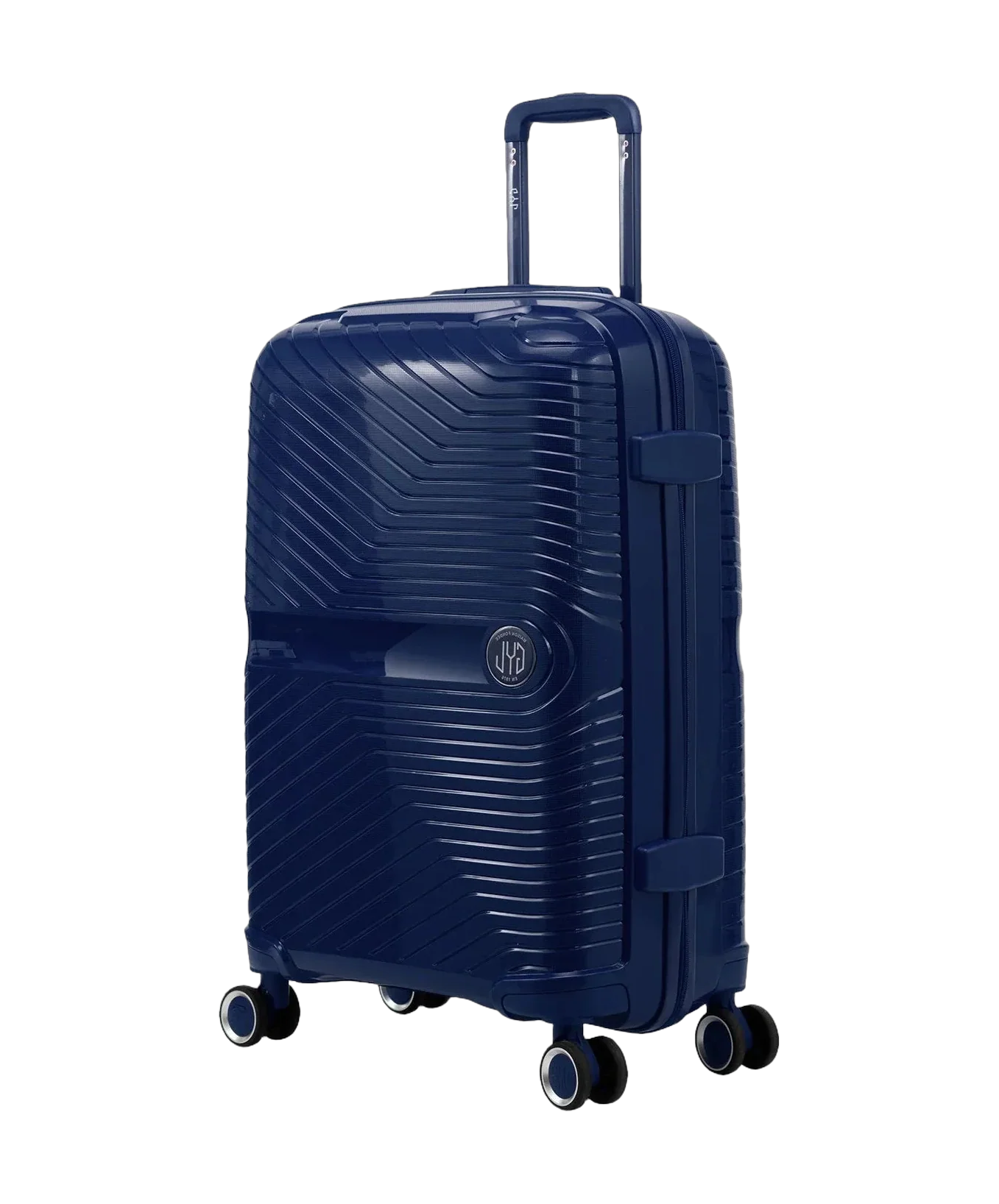 GYL Signature navy cabin suitcase, three-quarter view