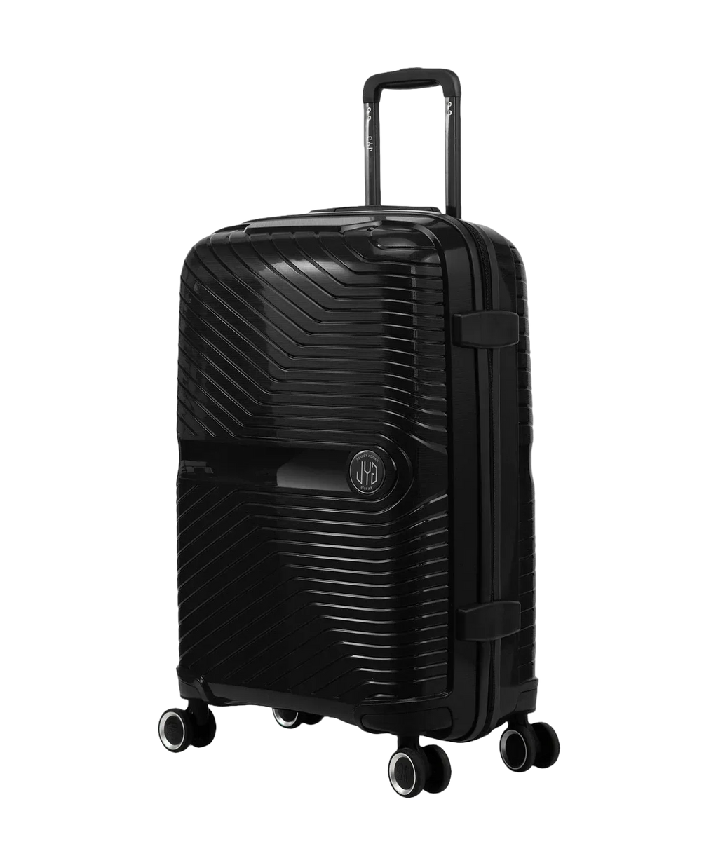 GYL Signature black cabin suitcase, three-quarter view