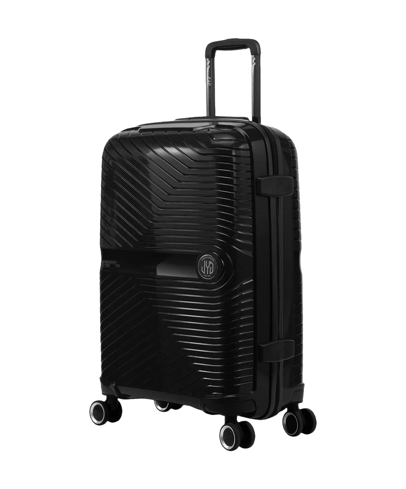 GYL Signature black cabin suitcase, three-quarter view
