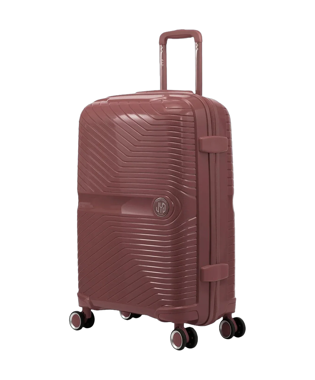 GYL Signature rose gold cabin suitcase, three-quarter view
