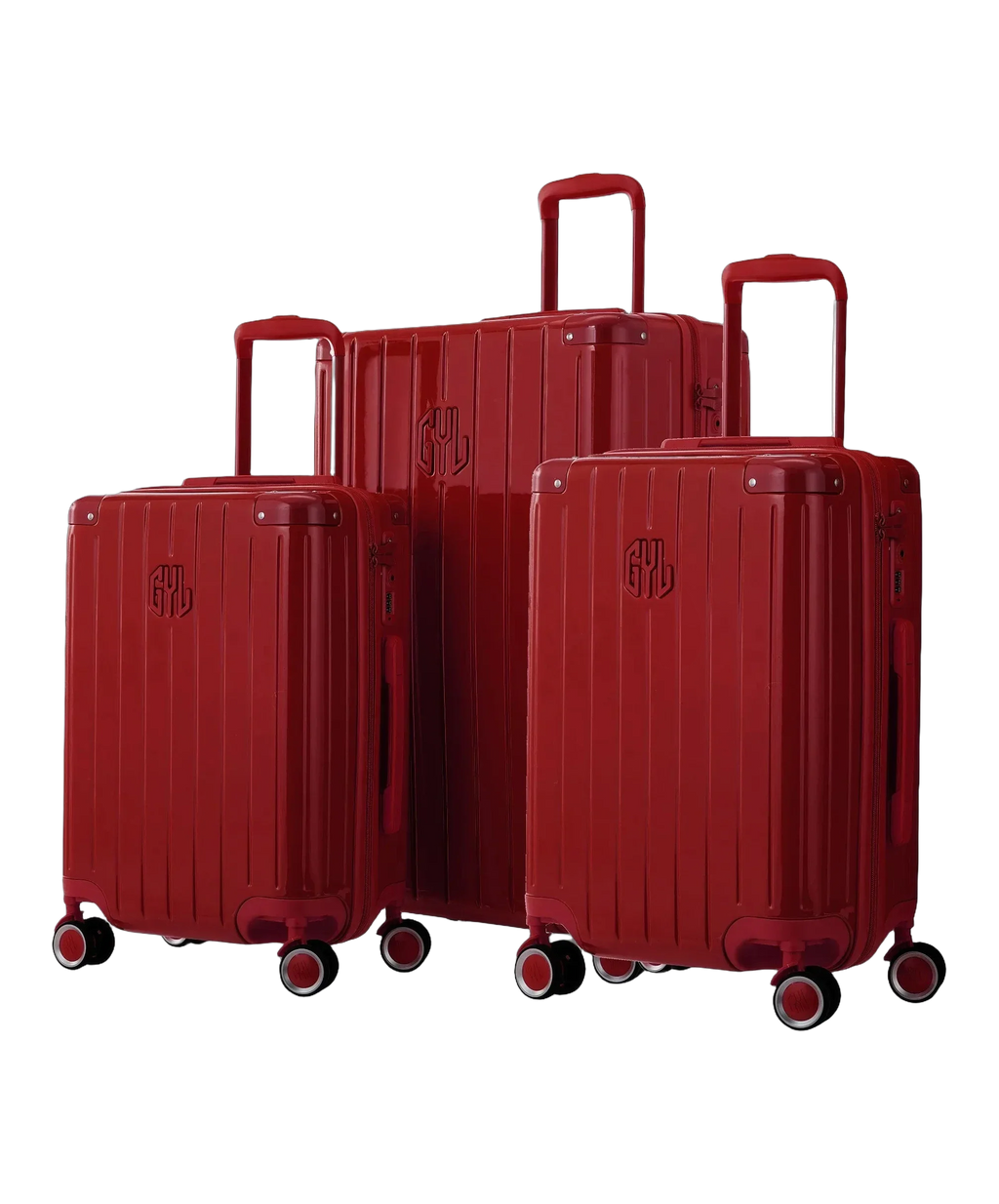 Set de 3 maletas rígidas Intemporelle rojo oscuro cabina semana y bodega vista frontal GYL