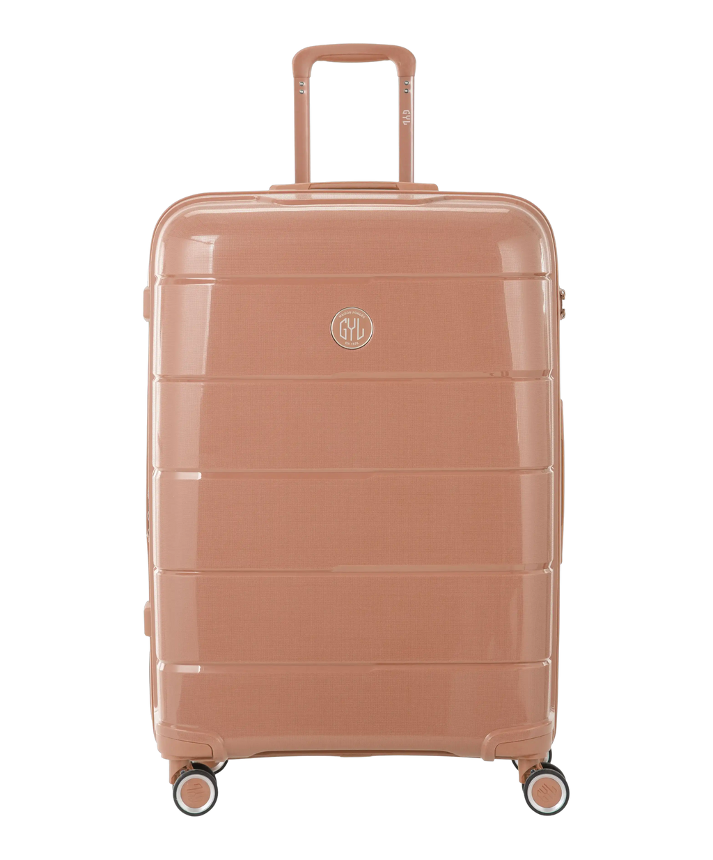 Citadine polypropylene check-in suitcase 75 cm champagne colour front view with GYL logo