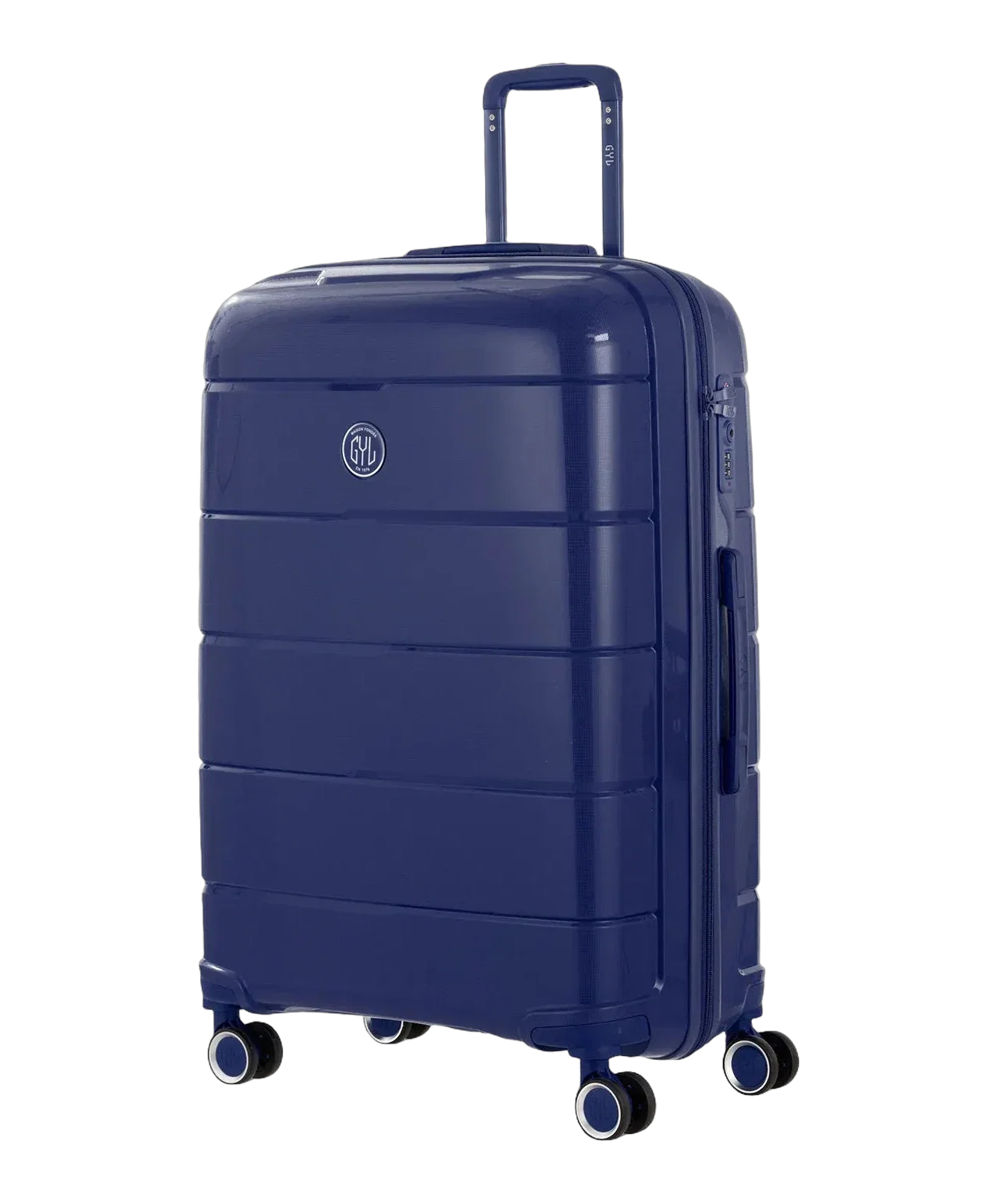 Citadine GYL checked luggage navy three-quarter view