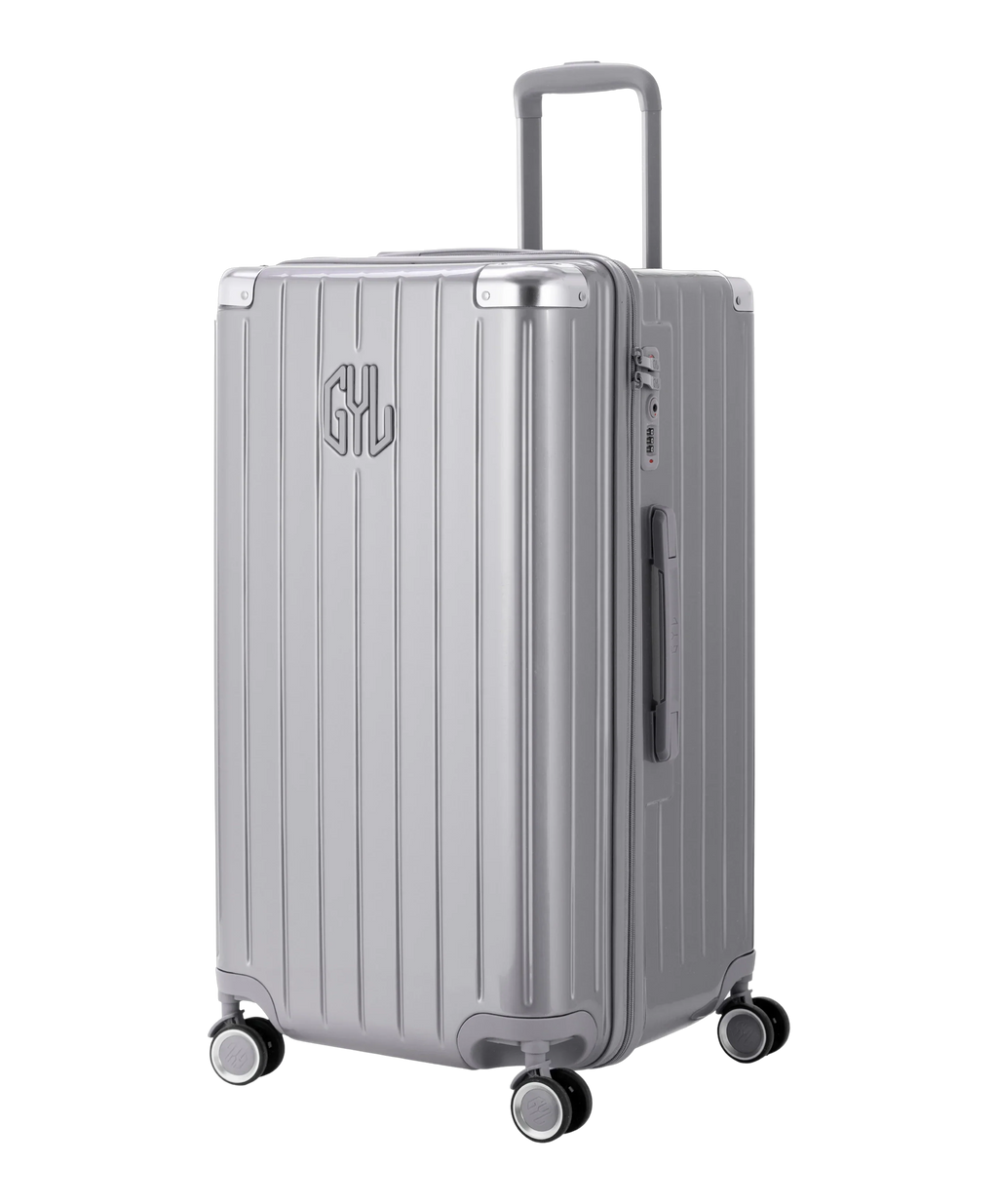 Trunk L Intemporelle GYL polycarbonate suitcase 71 cm silver colour three-quarter front view