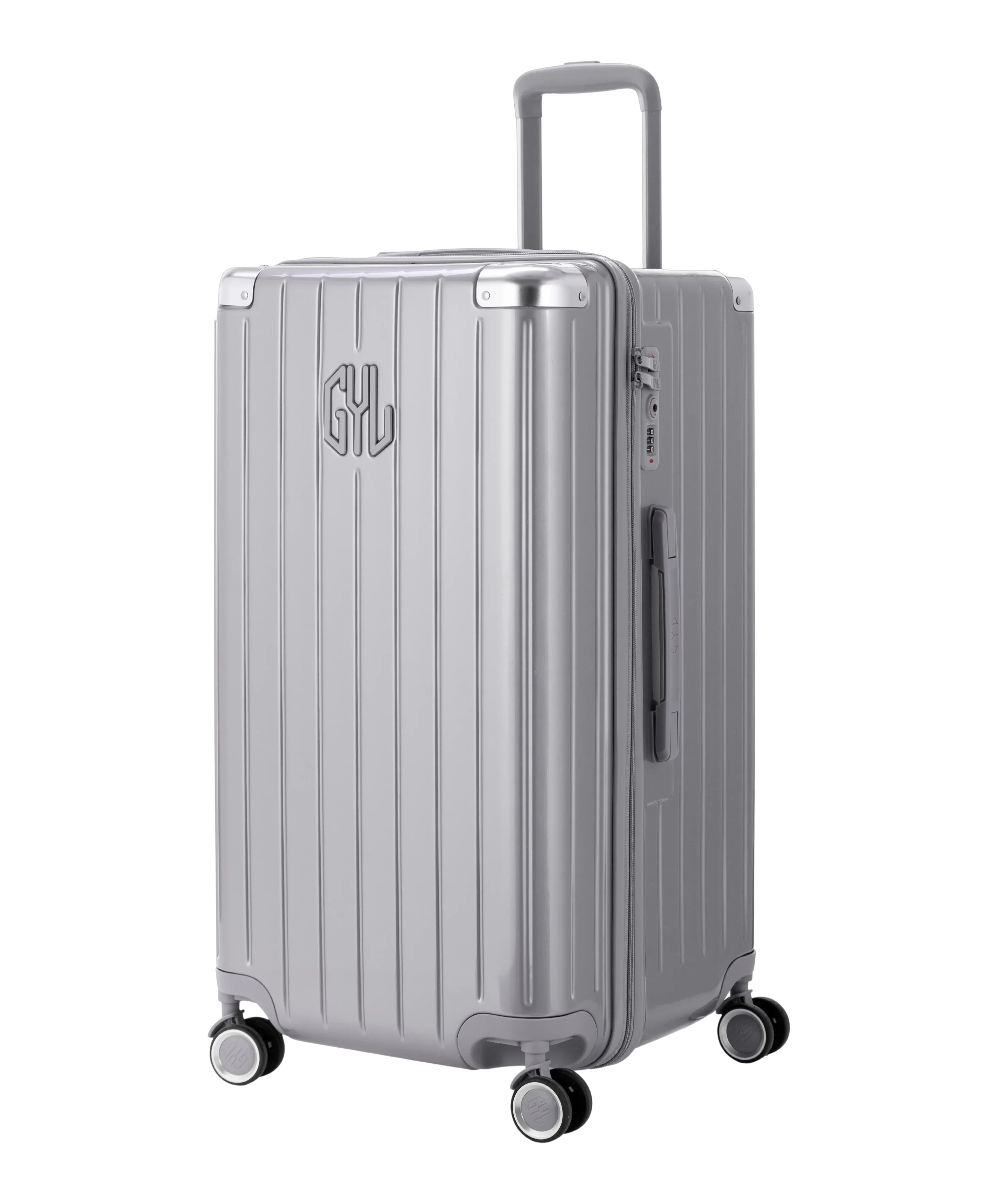 Trunk L Intemporelle GYL polycarbonate suitcase 71 cm silver colour three-quarter front view
