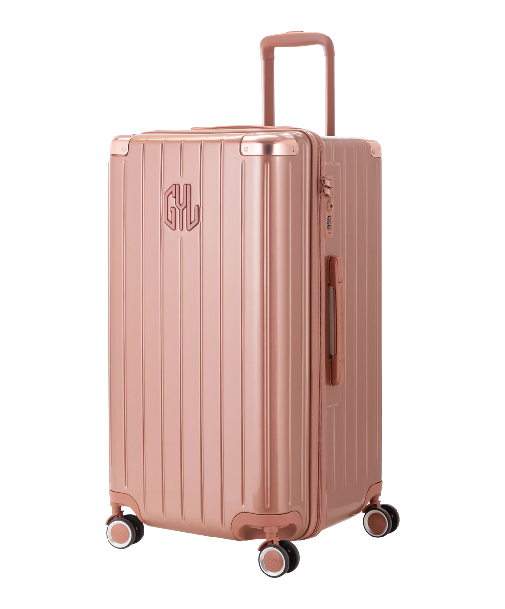 GYL Trunk L Intemporelle polycarbonate suitcase 71 cm in rose gold, three-quarter front view