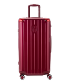 GYL Trunk L Intemporelle polycarbonate suitcase 71 cm in dark red, front view with embossed GYL logo