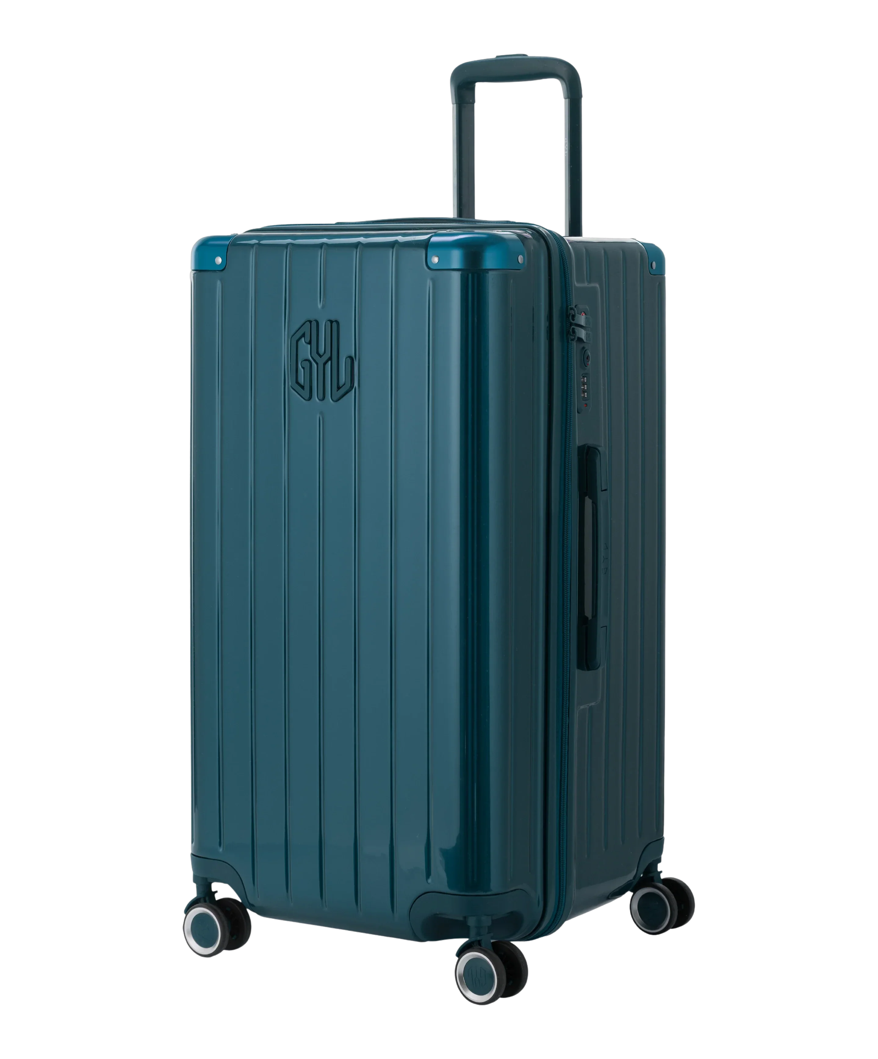 Trunk L Intemporelle GYL polycarbonate suitcase 71 cm fir green colour three-quarter front view
