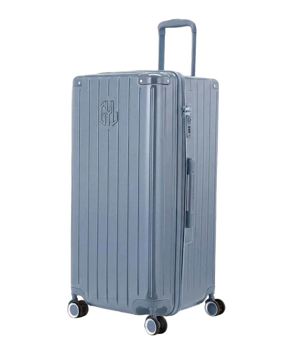 GYL Trunk XL suitcase grey-blue colour three-quarter view rigid polycarbonate