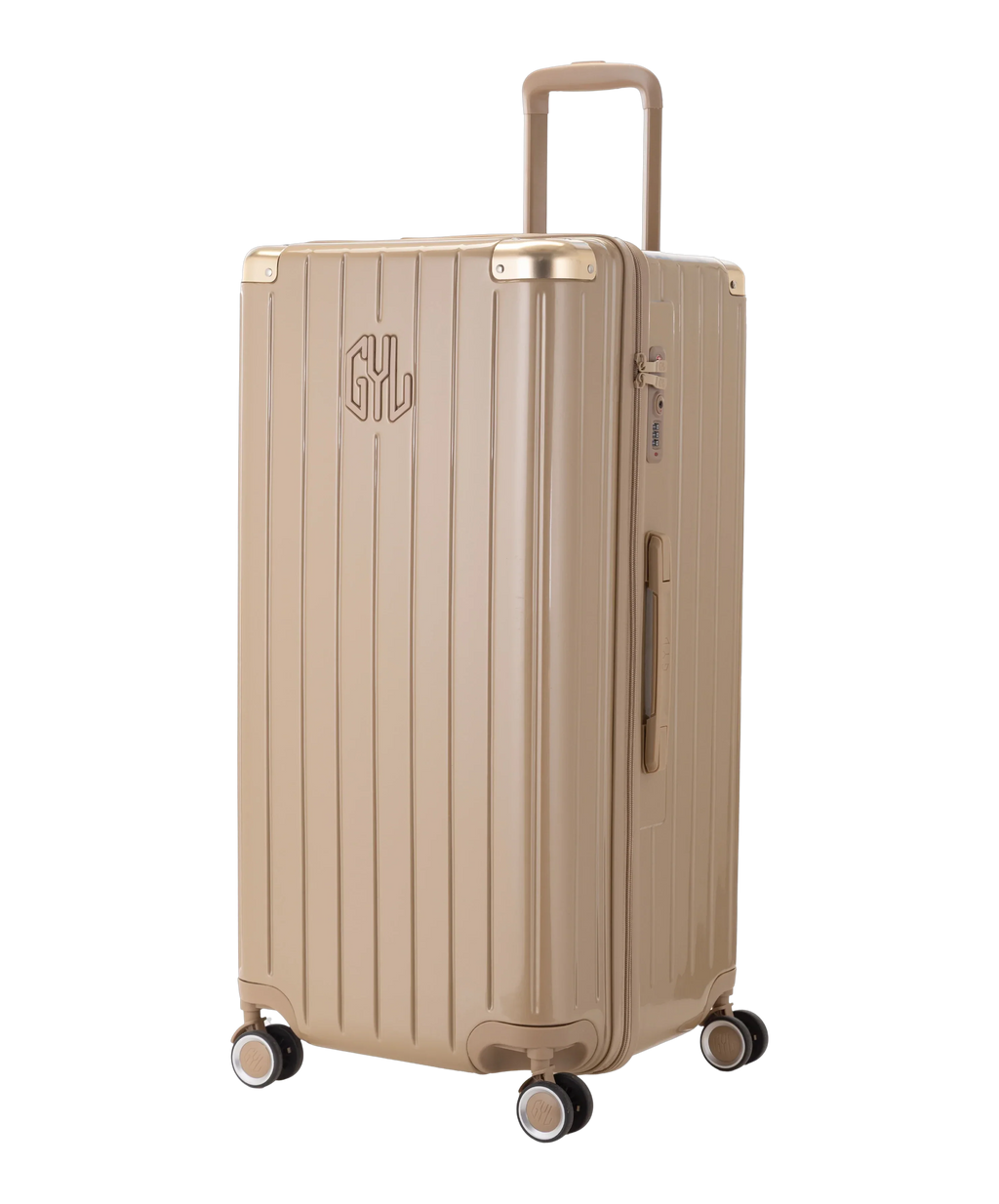 GYL Intemporelle Trunk XL polycarbonate suitcase 78 cm champagne colour three-quarter front view