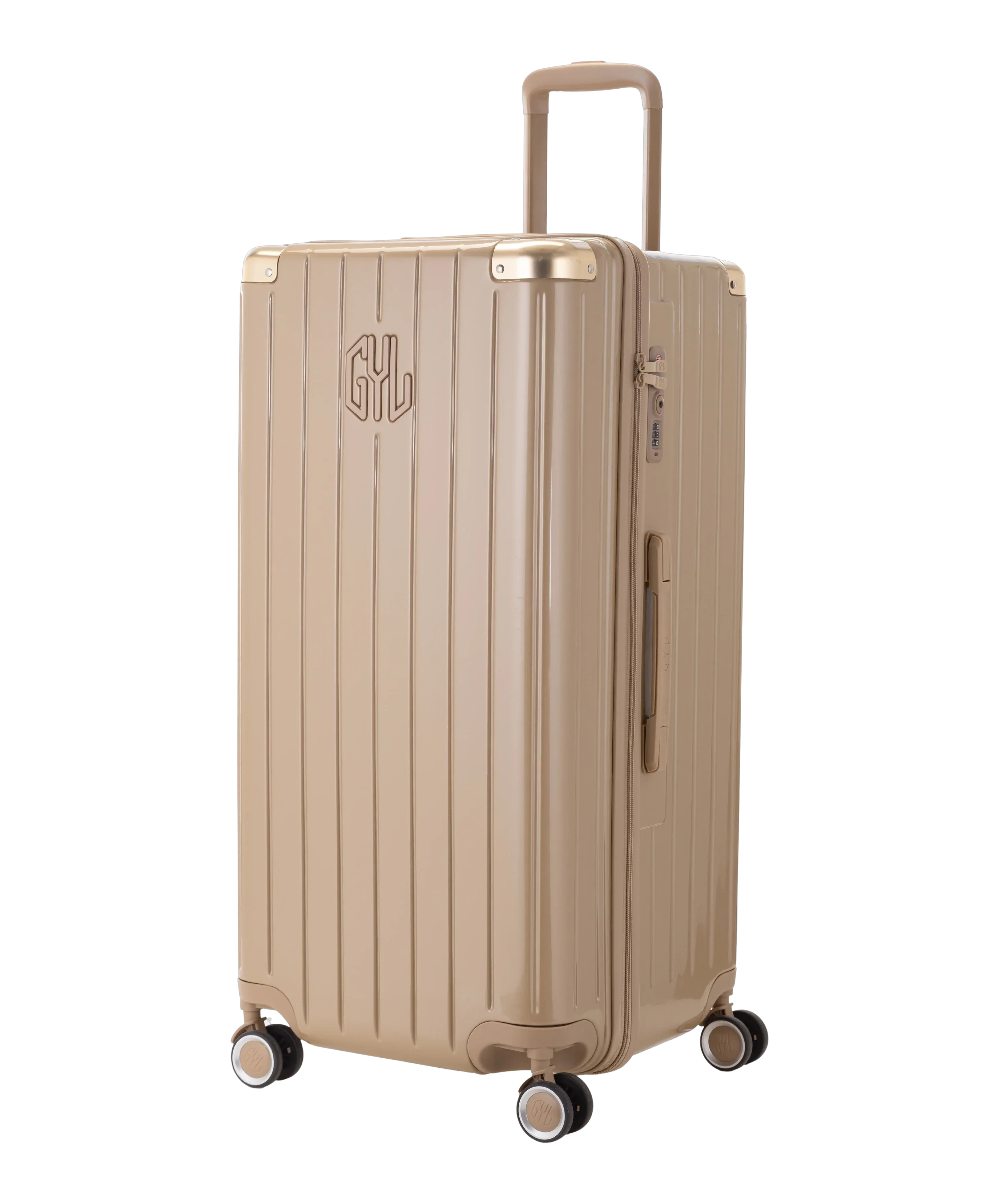 GYL Intemporelle Trunk XL polycarbonate suitcase 78 cm champagne colour three-quarter front view