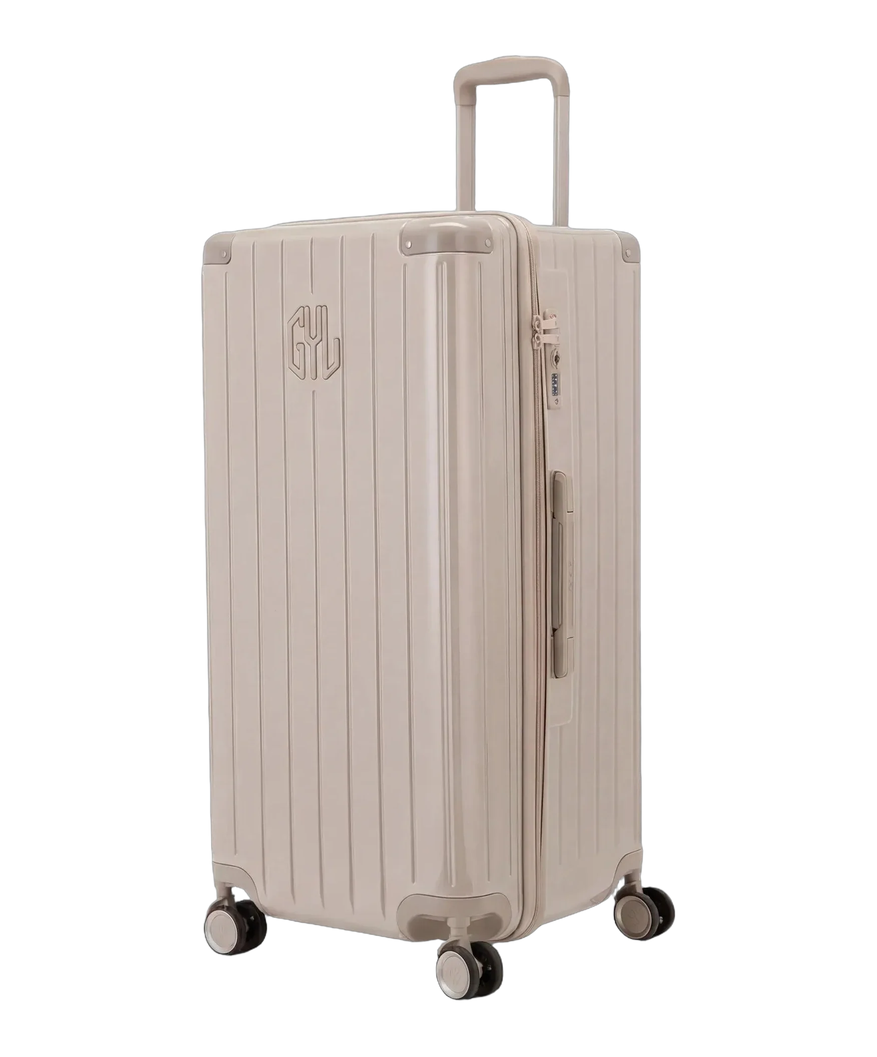 GYL trunk suitcase XL size nude three-quarter view hard polycarbonate