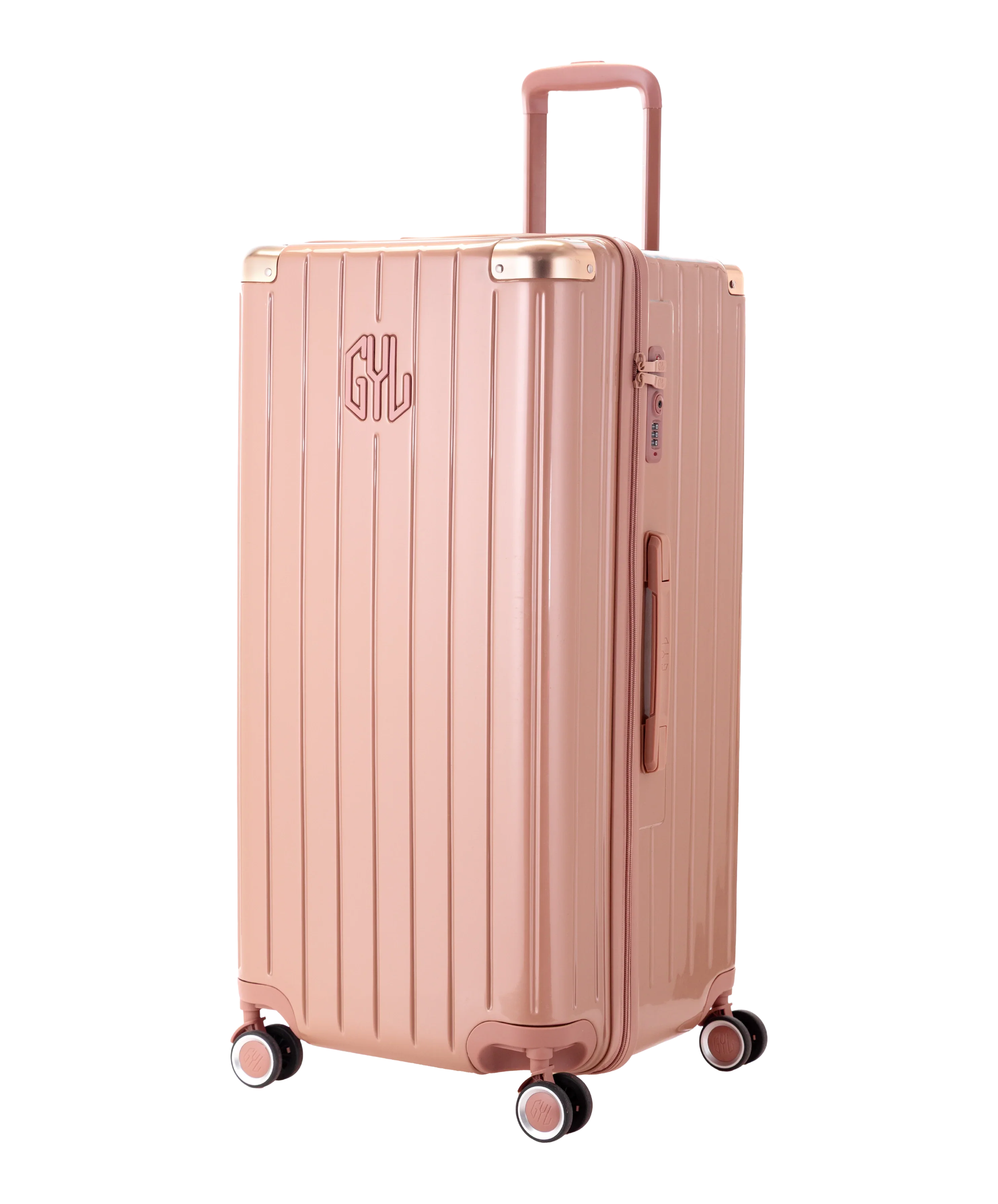 GYL polycarbonate Trunk XL suitcase 80 cm rose gold colour three-quarter front view